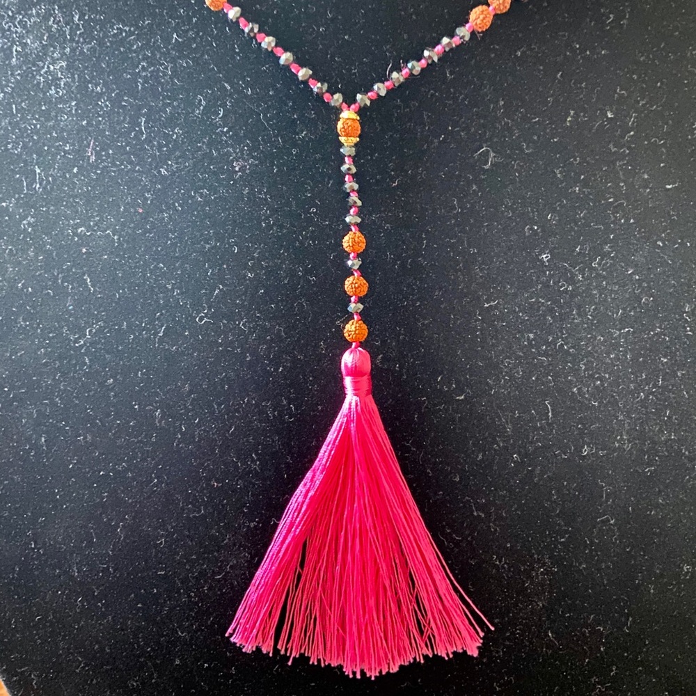 Beaded Tassel Necklace Hand Made